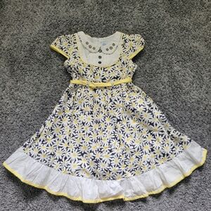 Girls' Daisy Print Yellow & White Dress Size 4T